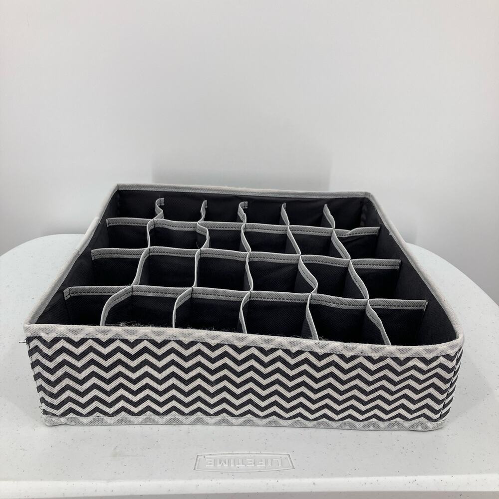 Joyoldelf Gray White Chevron Drawer Divider Collapsible Closet Cabinet Organizer